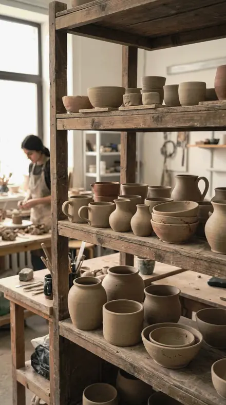 Graded with Product Table: Clay on the shelf, white kept white