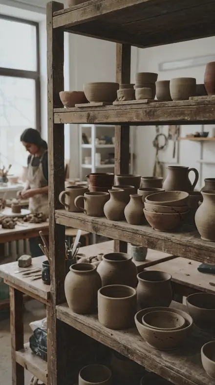 Graded with Product Table: Pricking Iron on Clay on the shelf, white kept white