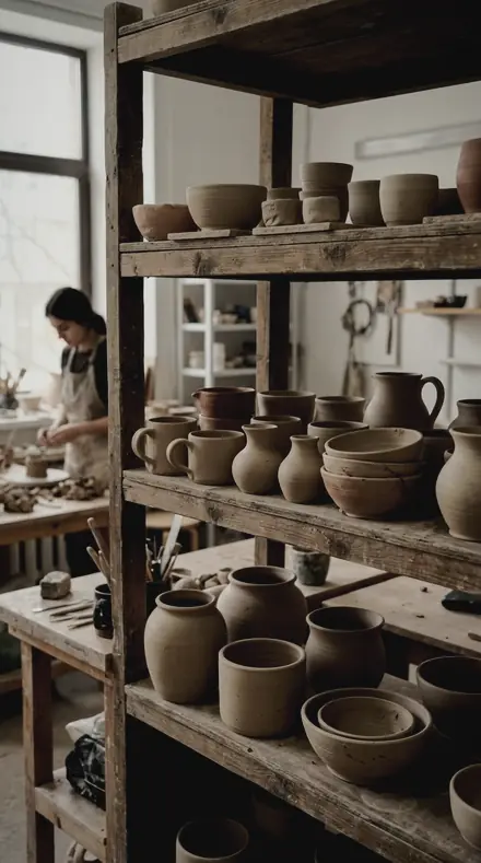 Graded with Product Table: Stake Horn on Clay on the shelf, white kept white